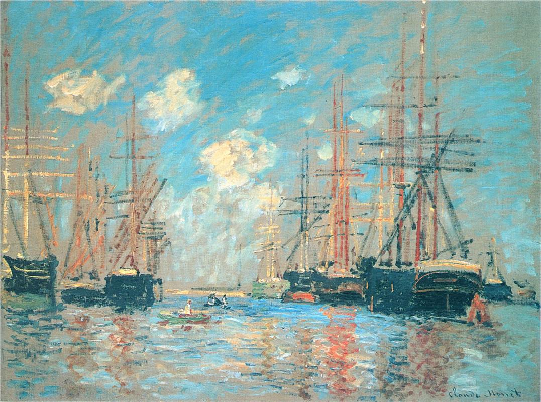 The Sea, Port in Amsterdam - Claude Monet Paintings